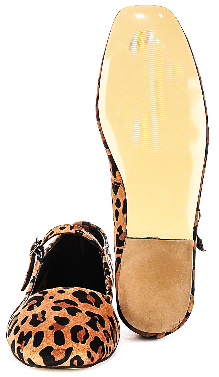 Kiera Flat Mary Jane In Leopard Leather