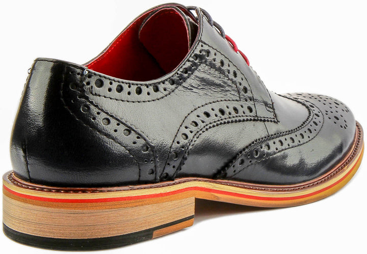 Dover Lace Up Leather Brogue Shoe In Navy