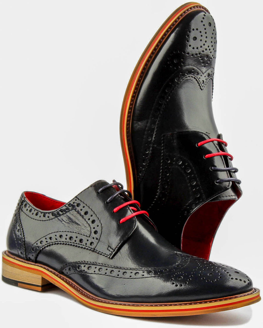 Dover Lace Up Leather Brogue Shoe In Navy