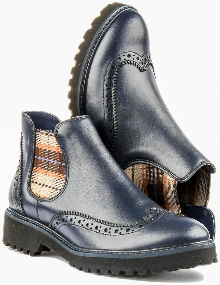 Harriet Leather Chelsea Boot In Navy