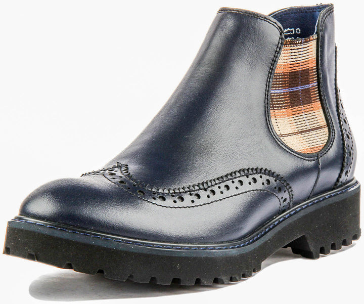 Harriet Leather Chelsea Boot In Navy