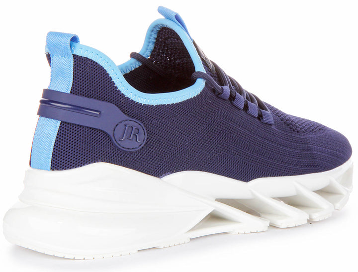 Bounce 5 Lace up Trainers In Navy Blue