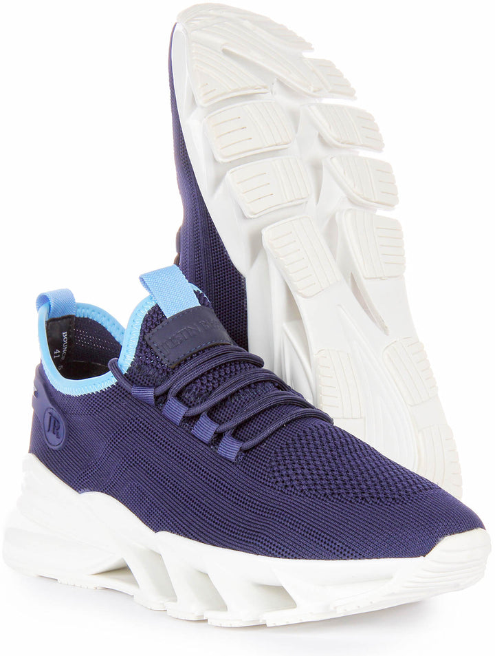 Bounce 5 Lace up Trainers In Navy Blue