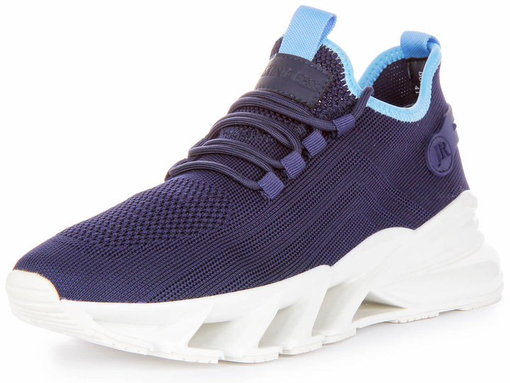 Bounce 5 Lace up Trainers In Navy Blue