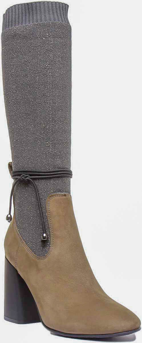 Holly Block Heel Sock Boot In Olive