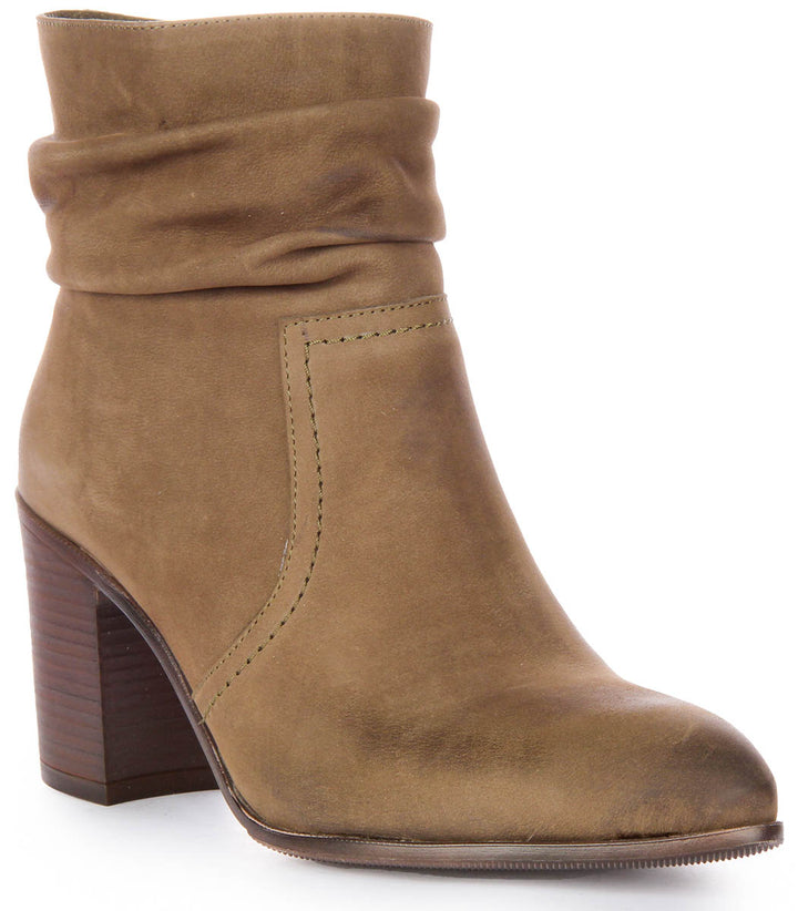 Lucy Ankle Boots In Olive Green