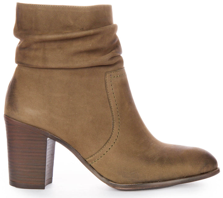 Lucy Ankle Boots In Olive Green