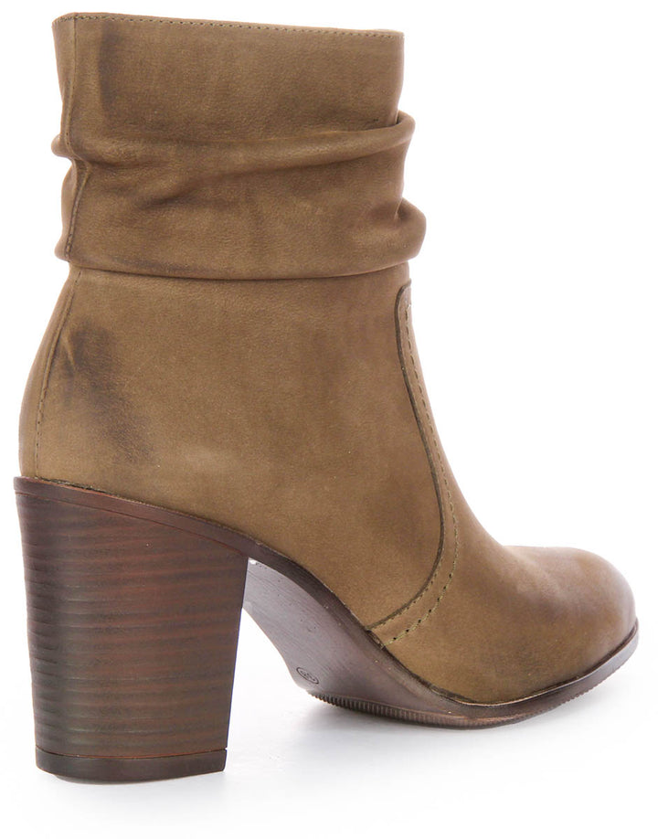 Lucy Ankle Boots In Olive Green