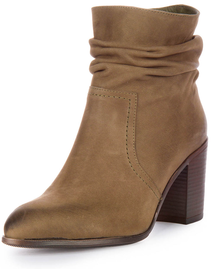 Lucy Ankle Boots In Olive Green
