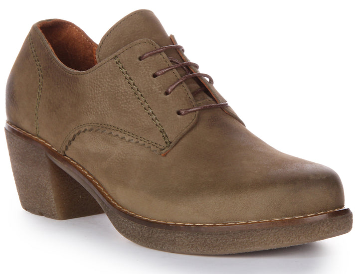 Eliza Heel Shoes In Olive Green