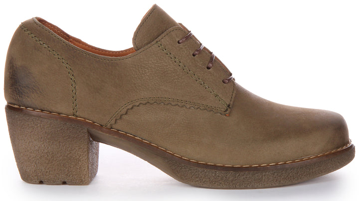 Eliza Heel Shoes In Olive Green