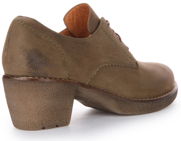 Eliza Heel Shoes In Olive Green