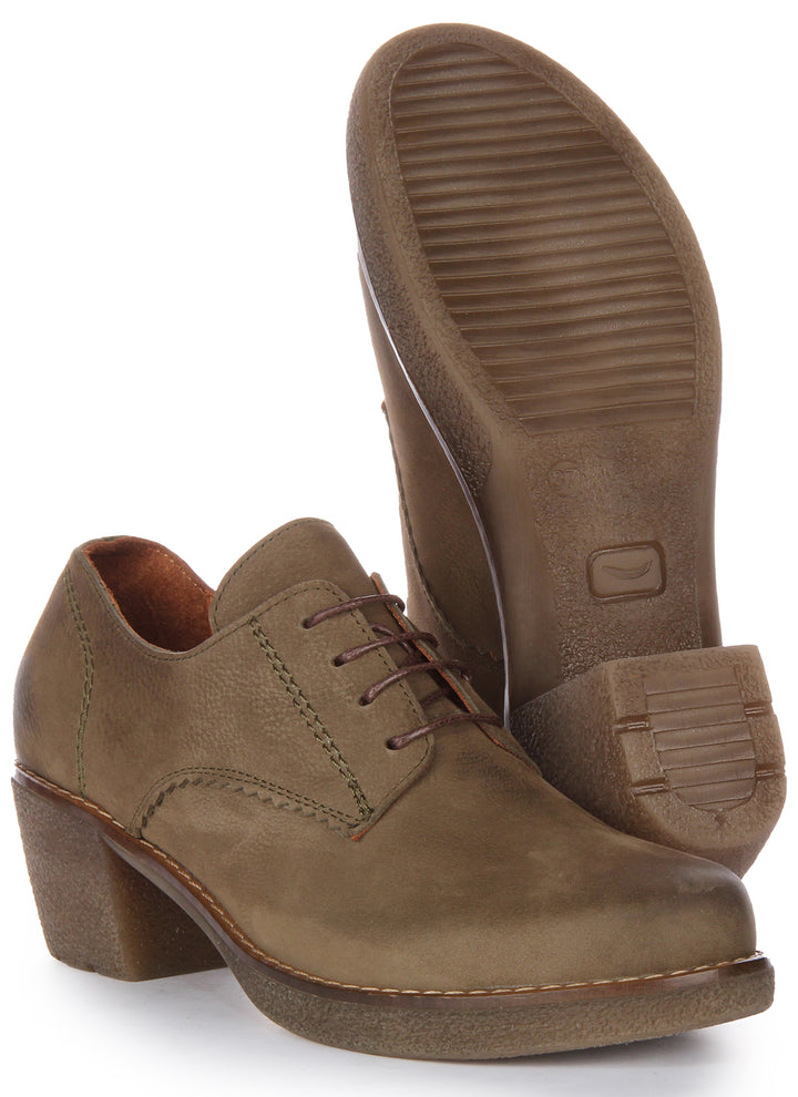 Eliza Heel Shoes In Olive Green