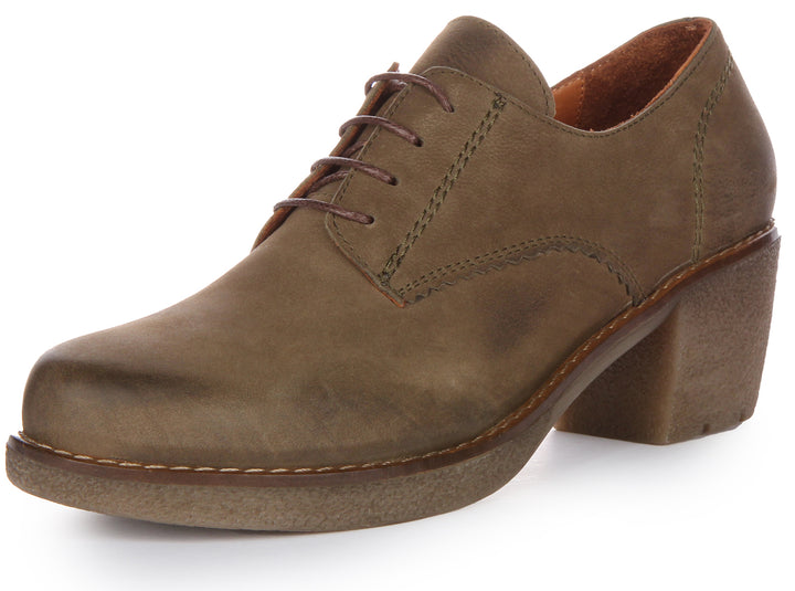 Eliza Heel Shoes In Olive Green