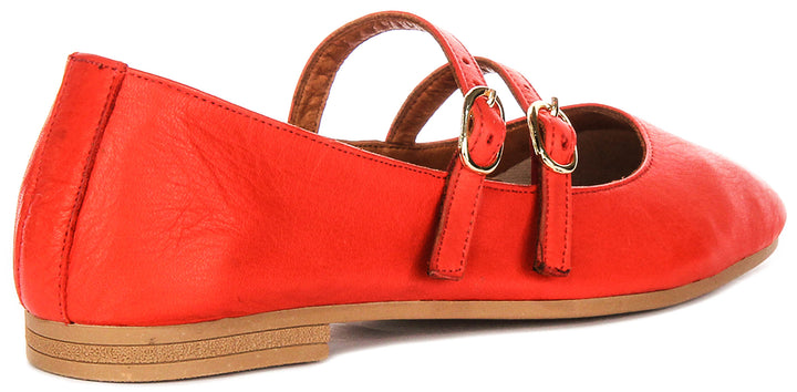 Dotty Double Buckle Mary Jane In Red
