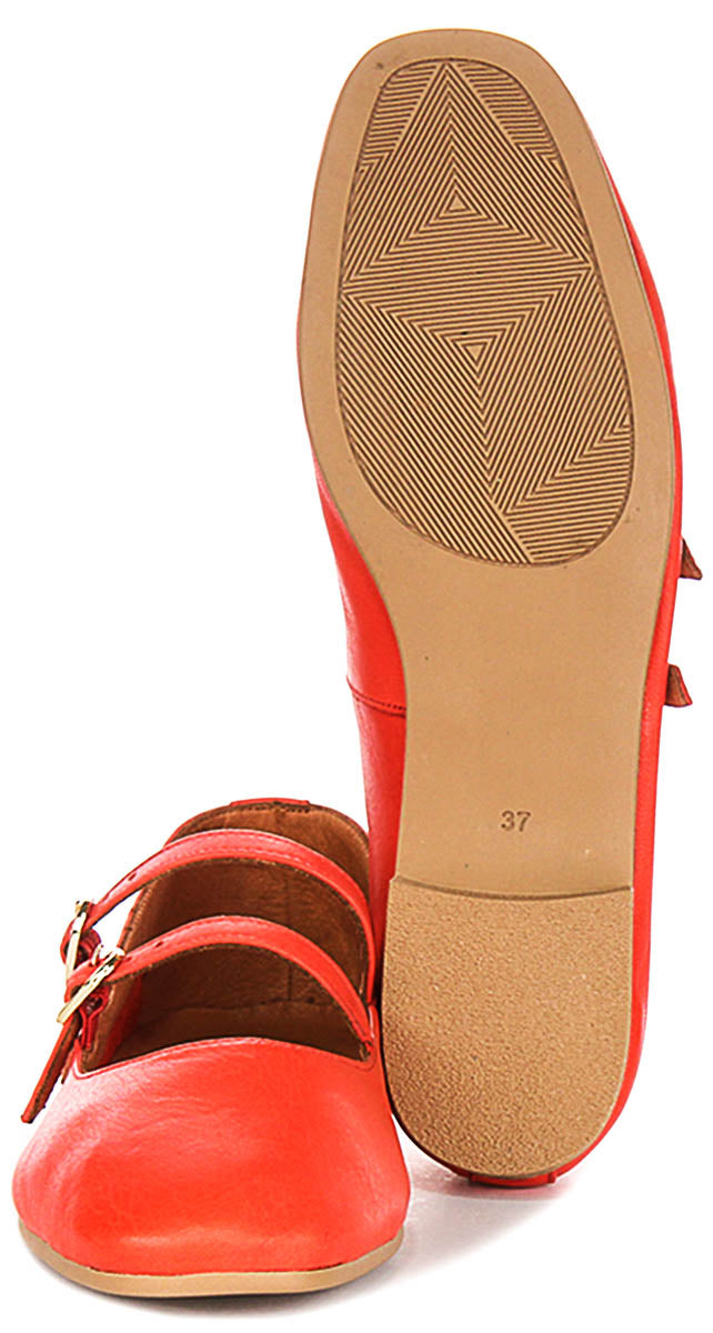 Dotty Double Buckle Mary Jane In Red