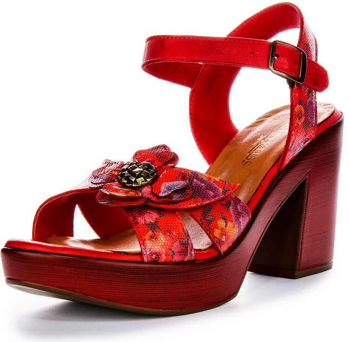 Sunny Heel Shoes In Red Floral