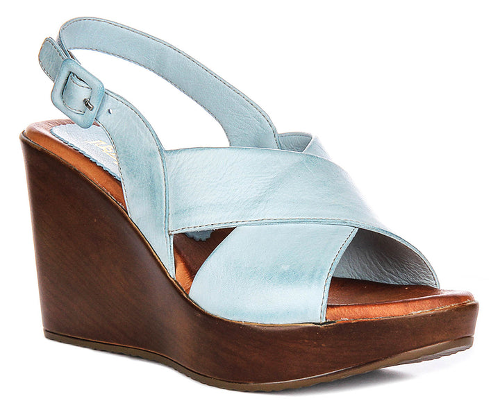 Celeste Wedges Sandals In Sky Blue