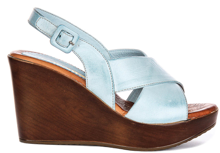 Celeste Wedges Sandals In Sky Blue
