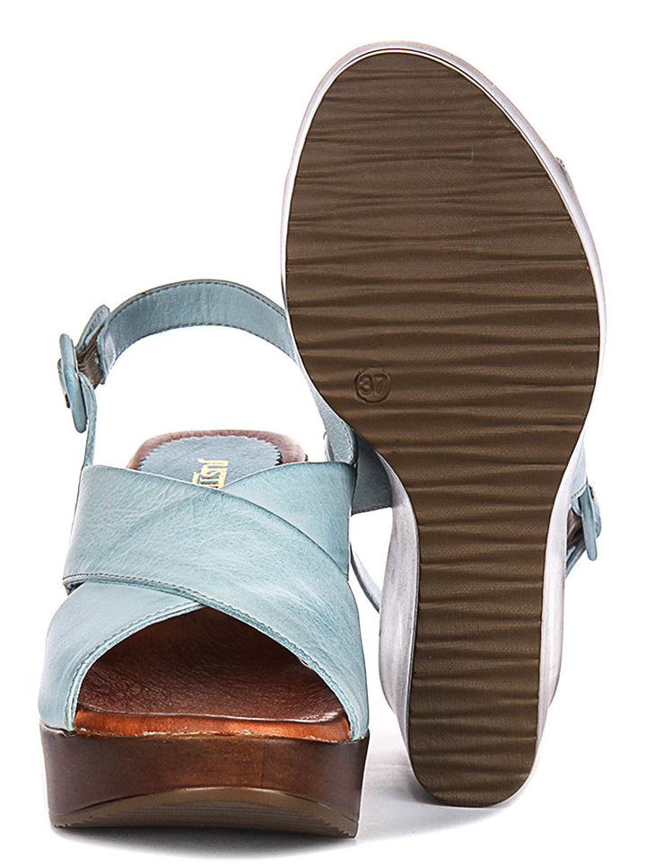 Celeste Wedges Sandals In Sky Blue