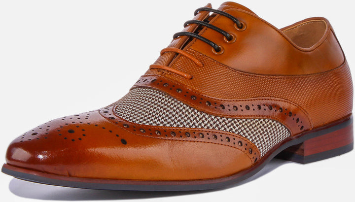 Zen Tweed Brogues In Tan