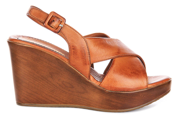 Celeste Wedges Sandals In Tan