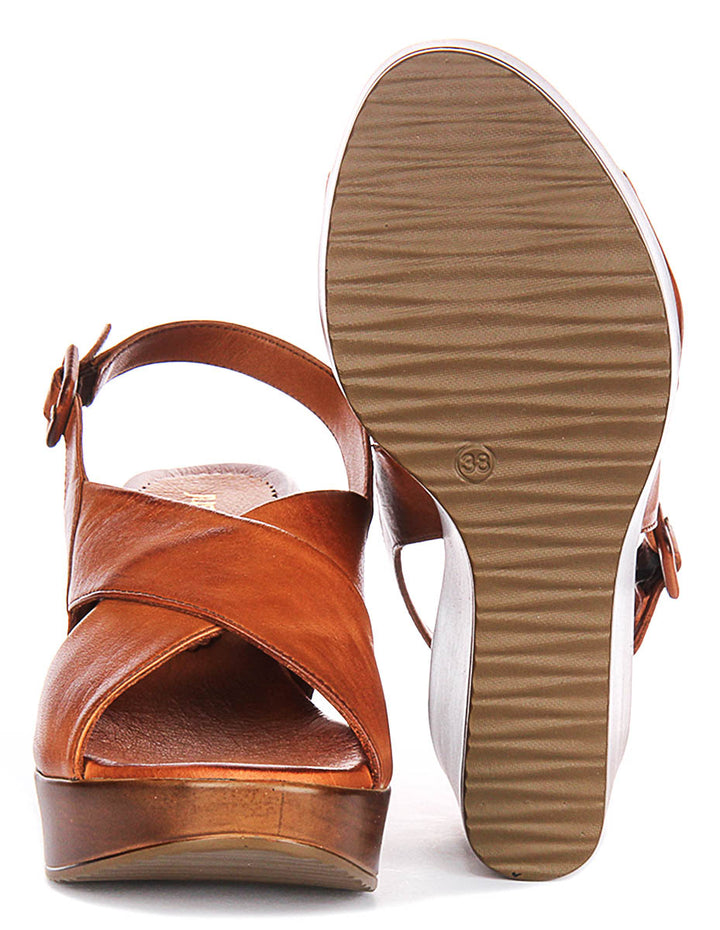 Celeste Wedges Sandals In Tan