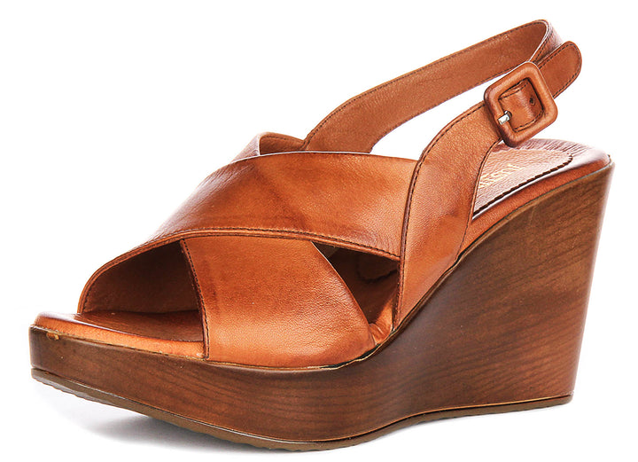 Celeste Wedges Sandals In Tan