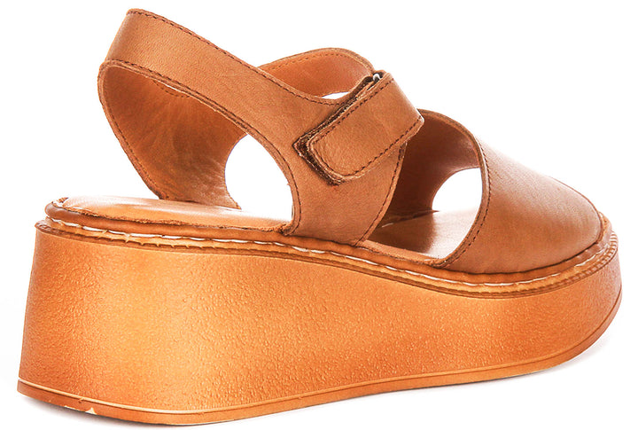 Petal Platform Sandals In Tan