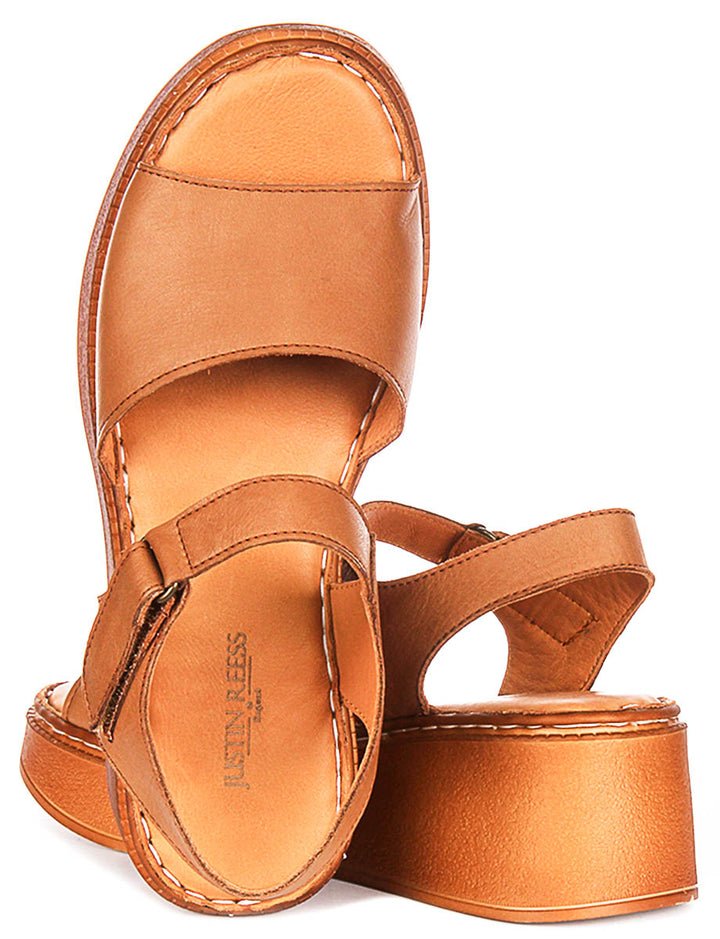 Petal Platform Sandals In Tan