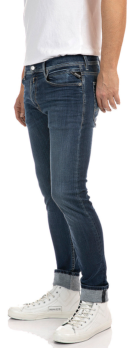 Replay Mens Jeans Replay Anbass Hyperflex Jeans In Mid Blue For Men