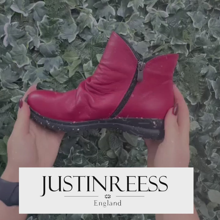 Mia Soft ankle Boots In Red