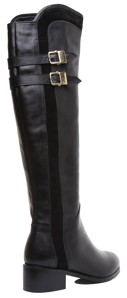 JUSTINREESS ENGLAND Womens Knee High Boot Freya Knee High Leather Riding Boot In Black