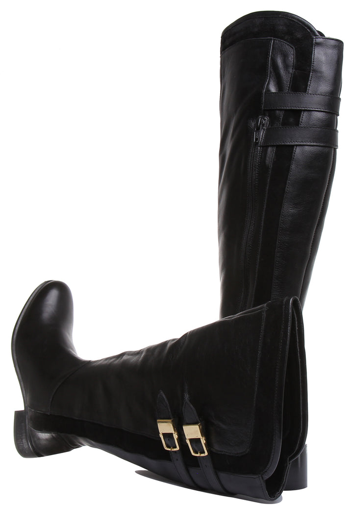 JUSTINREESS ENGLAND Womens Knee High Boot Freya Knee High Leather Riding Boot In Black