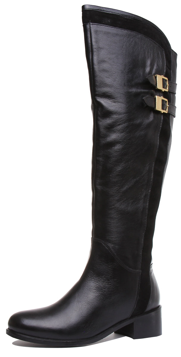 JUSTINREESS ENGLAND Womens Knee High Boot Freya Knee High Leather Riding Boot In Black