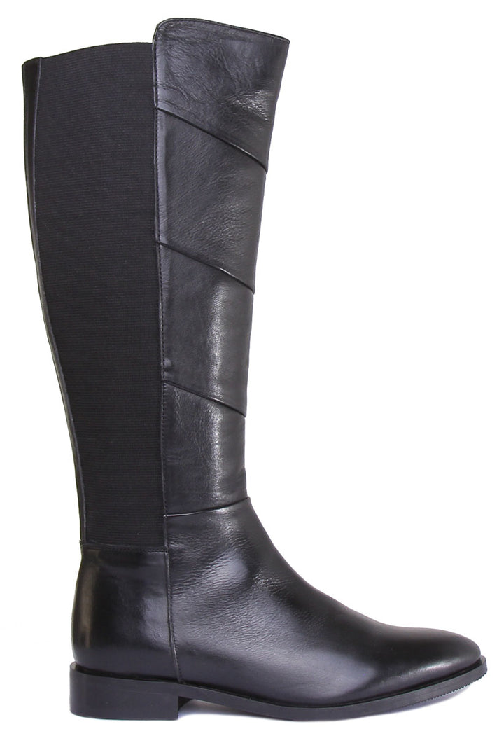 JUSTINREESS ENGLAND Womens Knee High Boot Mila Long Leather Riding Boot In Black
