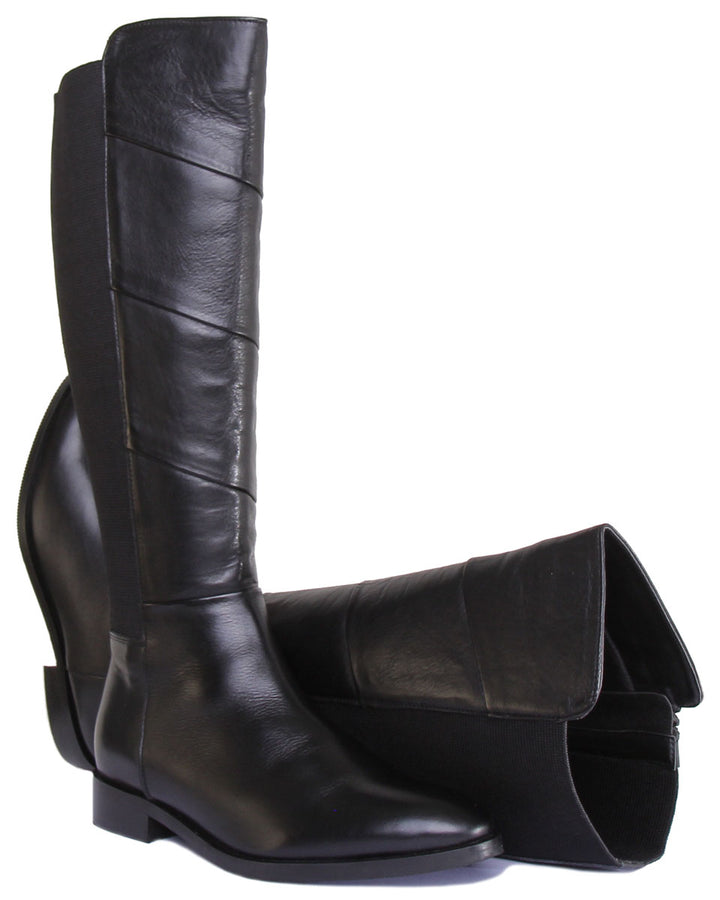 JUSTINREESS ENGLAND Womens Knee High Boot Mila Long Leather Riding Boot In Black