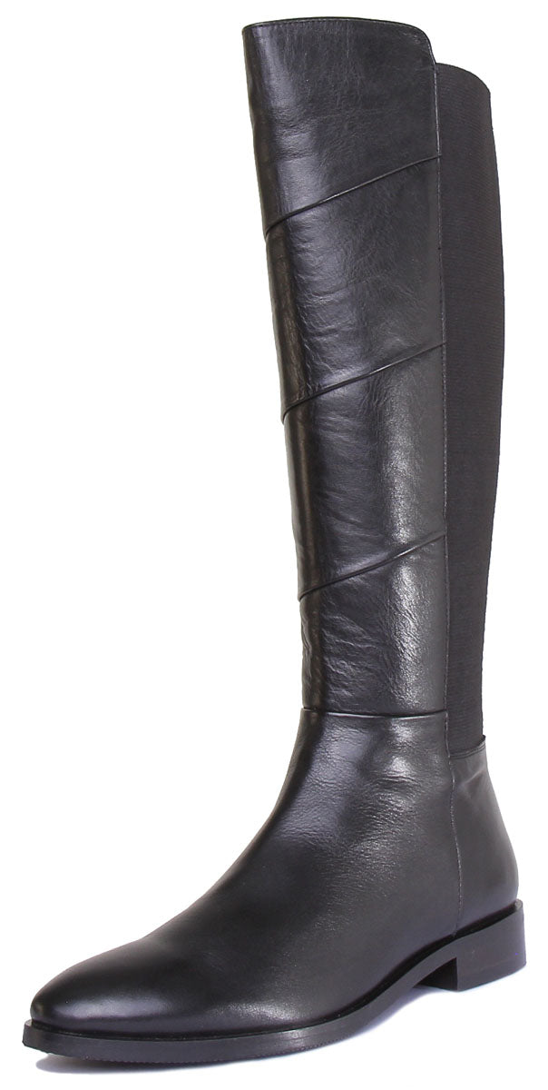 JUSTINREESS ENGLAND Womens Knee High Boot Mila Long Leather Riding Boot In Black
