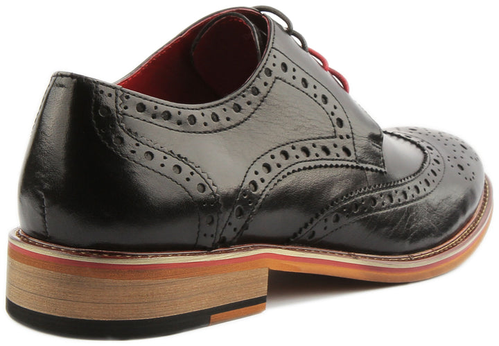 JUSTINREESS ENGLAND Mens Shoes Dover Lace Up Leather Brogue Shoe In Black