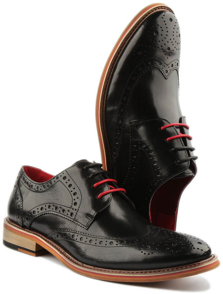 JUSTINREESS ENGLAND Mens Shoes Dover Lace Up Leather Brogue Shoe In Black