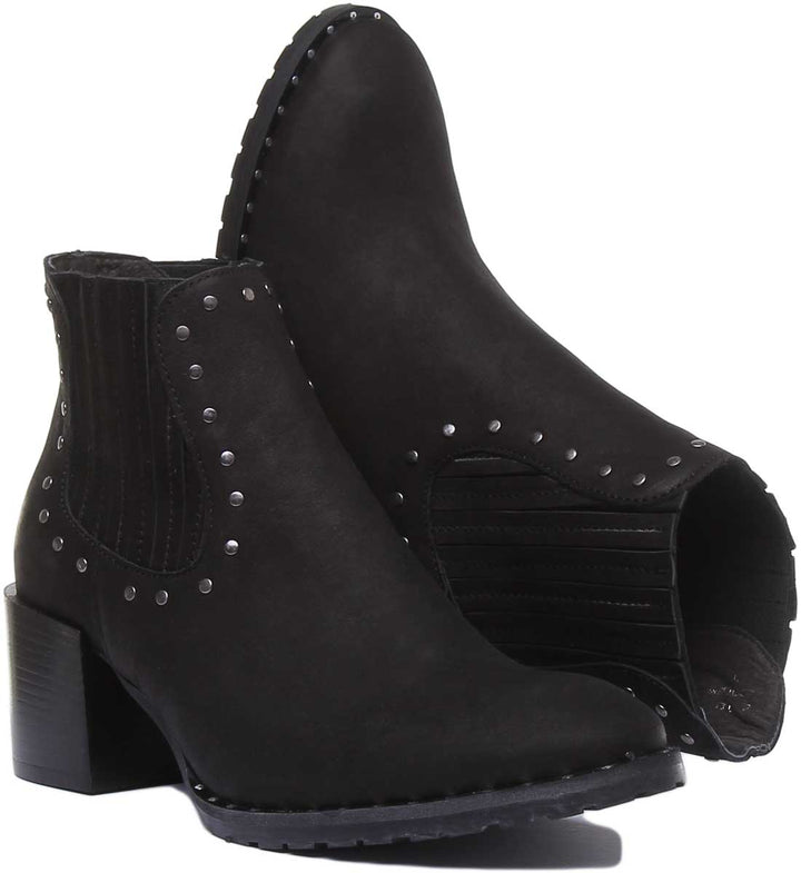 JUSTINREESS ENGLAND Womens Ankle Boots Hero Studded Chelsea Boot In Black