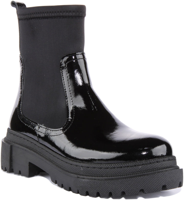 Justinreess England Ankle Boots Claudia Ankle Boots In Black Patent