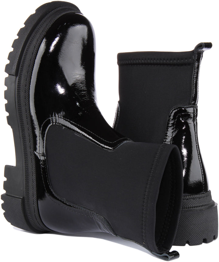 Justinreess England Ankle Boots Claudia Ankle Boots In Black Patent