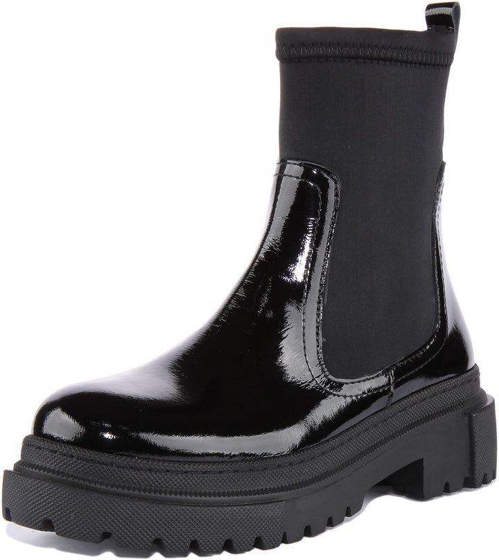 Justinreess England Ankle Boots Claudia Ankle Boots In Black Patent