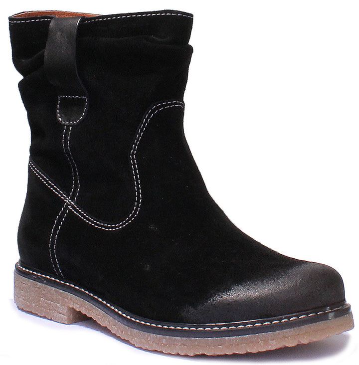 JUSTINREESS ENGLAND Womens Ankle Boots 1000 Pull Up Boot In Black Suede
