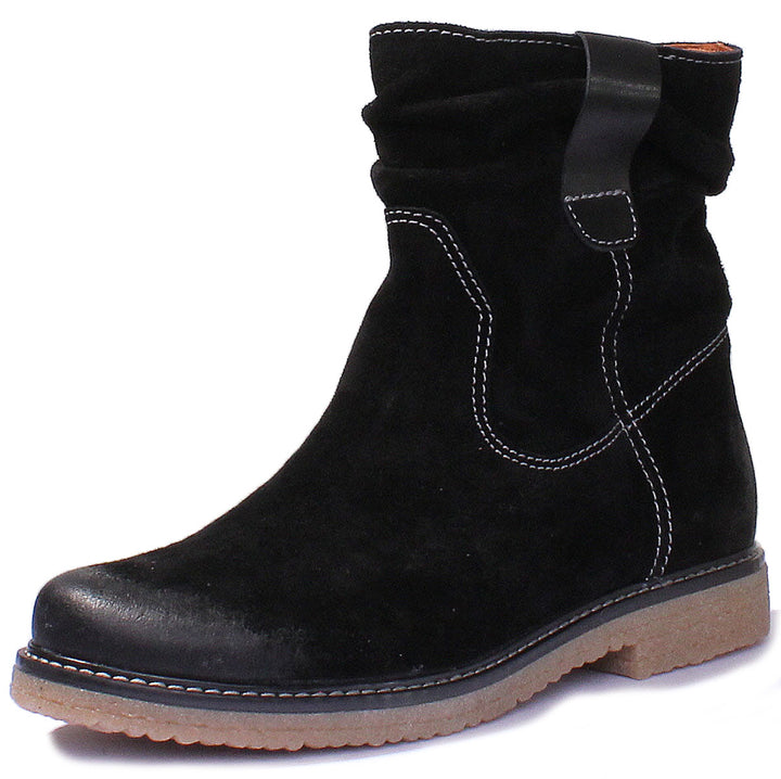 JUSTINREESS ENGLAND Womens Ankle Boots 1000 Pull Up Boot In Black Suede
