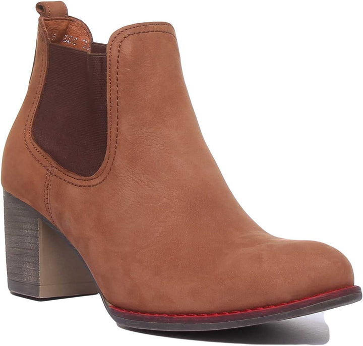 JUSTINREESS ENGLAND Womens Ankle Boots 6000R Block Heel Suede Chelsea Boot In Brown