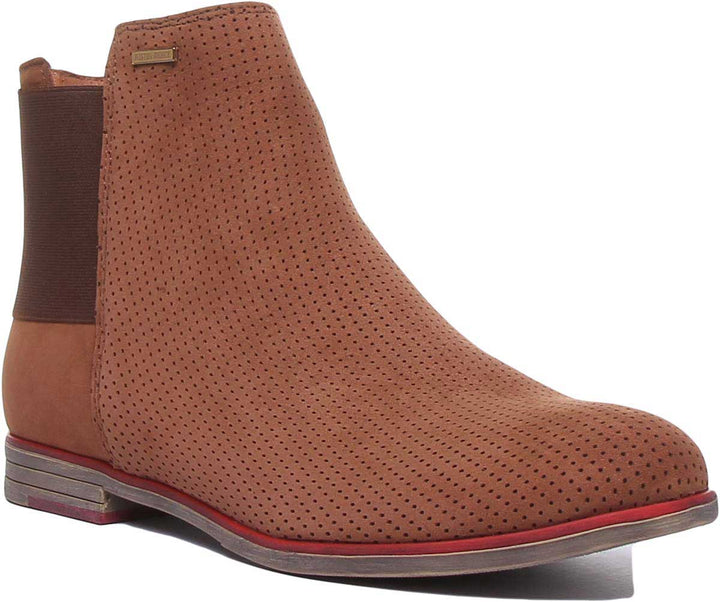 JUSTINREESS ENGLAND Womens Ankle Boots 5900 Leather Ankle Boot With Elastic Back In Brown