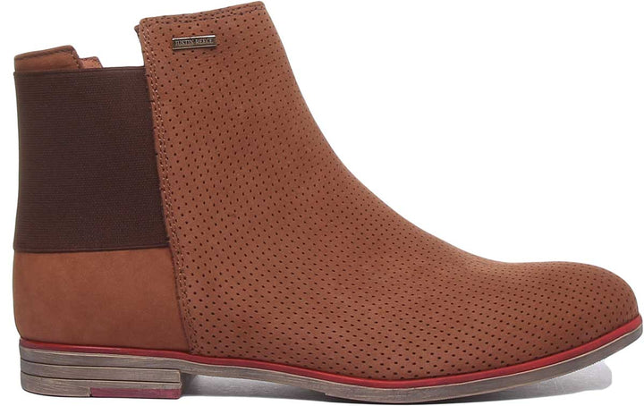 JUSTINREESS ENGLAND Womens Ankle Boots 5900 Leather Ankle Boot With Elastic Back In Brown