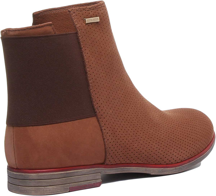 JUSTINREESS ENGLAND Womens Ankle Boots 5900 Leather Ankle Boot With Elastic Back In Brown